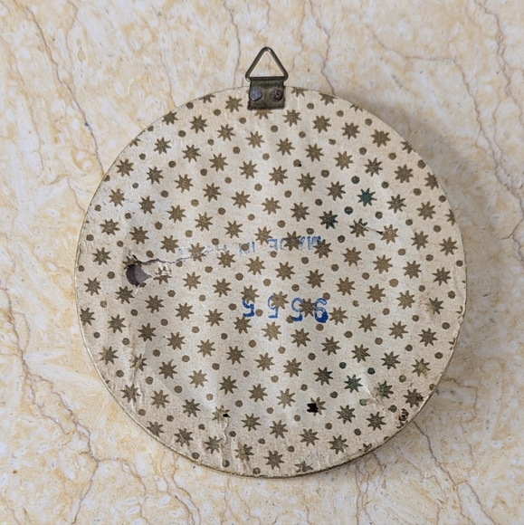 Vintage Miniature Italian Round Gold Gilt Light Green Framed Romantic Print - Picture 3 of 5